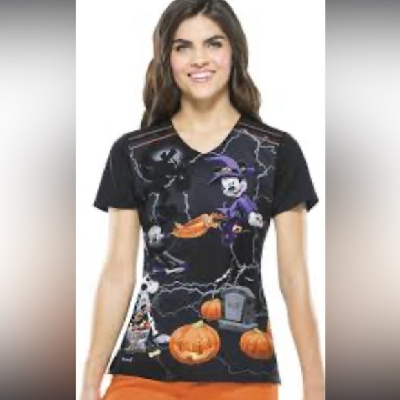 Disney Halloween scrub top sz small - Picture 1 of 9